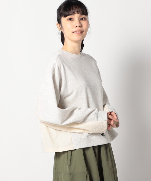 Grand PARK(グランドパーク)の「ナイロンドッキングスウェット(Tシャツ/カットソー・レディース・ベージュ/グレー/ライトグレー・FREE)」の2枚目の写真