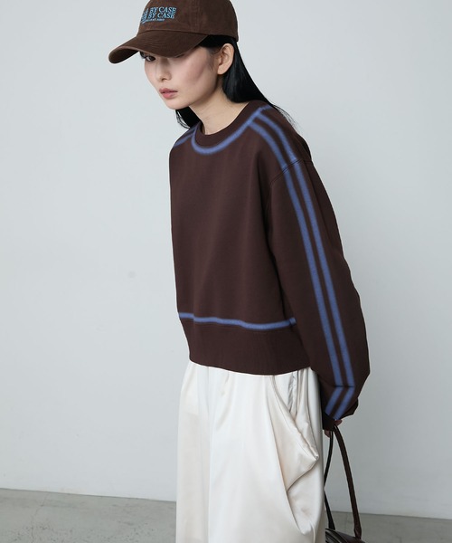 le ELMi（ルエルミ）の「Spray color sporty double-line sweatshirt / スプレーカラースポーティダブルラインスウェット（スウェット・レディース・アイボリー/ブラウン/チャコールグレー・FREE）」の16枚目の写真