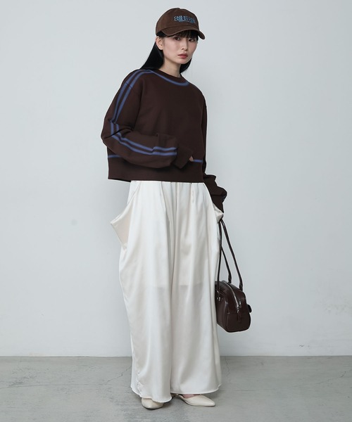 le ELMi（ルエルミ）の「Spray color sporty double-line sweatshirt / スプレーカラースポーティダブルラインスウェット（スウェット・レディース・アイボリー/ブラウン/チャコールグレー・FREE）」の17枚目の写真