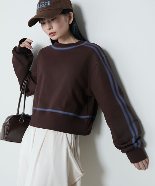 le ELMi（ルエルミ）の「Spray color sporty double-line sweatshirt / スプレーカラースポーティダブルラインスウェット（スウェット・レディース・アイボリー/ブラウン/チャコールグレー・FREE）」の19枚目の写真