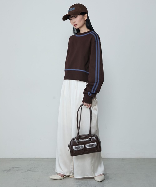 le ELMi（ルエルミ）の「Spray color sporty double-line sweatshirt / スプレーカラースポーティダブルラインスウェット（スウェット・レディース・アイボリー/ブラウン/チャコールグレー・FREE）」の20枚目の写真