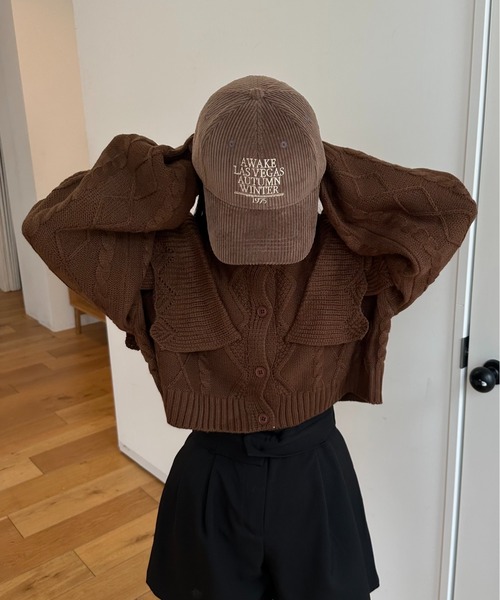 lawgy(ラウジー)の「corduroy embroidery cap / コーデュロイエンブロイダリーキャップ(キャップ・レディース・ブラック/ブラウン/グレー/アイボリー・FREE)」の10枚目の写真