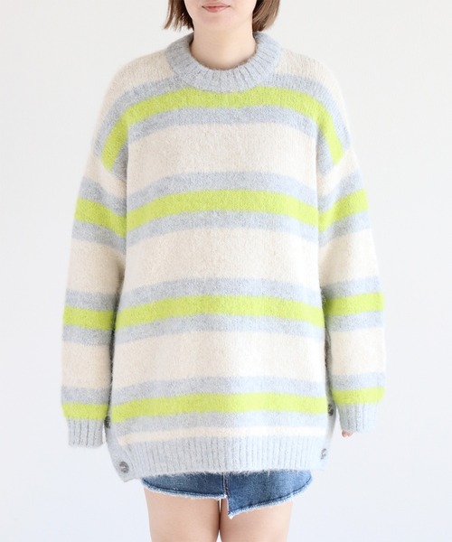 cepo(セポ)の「ミックスカラーボーダーニットチュニック(チュニック・レディース・オフホワイト/サックスブルー/ブラウン・M)」の7枚目の写真