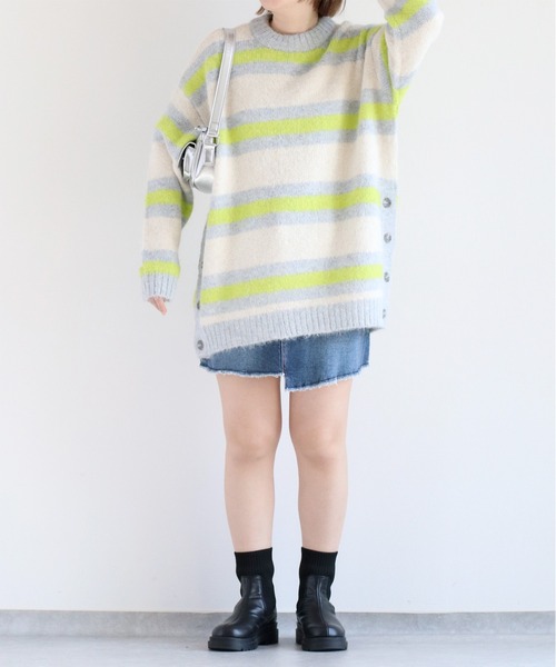 cepo(セポ)の「ミックスカラーボーダーニットチュニック(チュニック・レディース・オフホワイト/サックスブルー/ブラウン・M)」の5枚目の写真