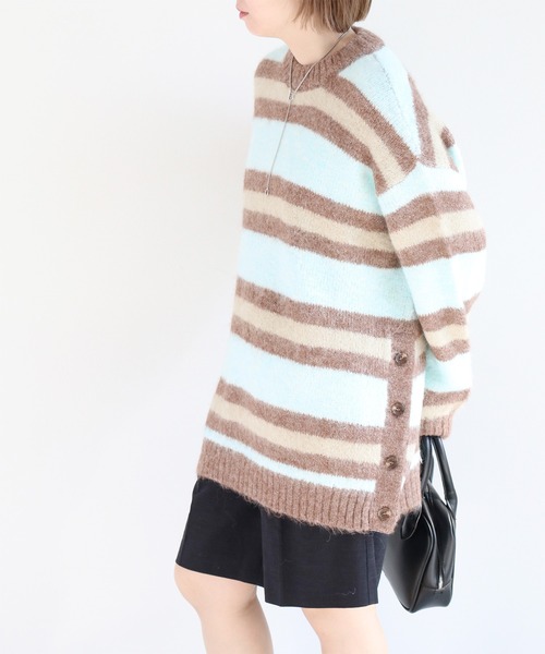 cepo(セポ)の「ミックスカラーボーダーニットチュニック(チュニック・レディース・オフホワイト/サックスブルー/ブラウン・M)」の10枚目の写真