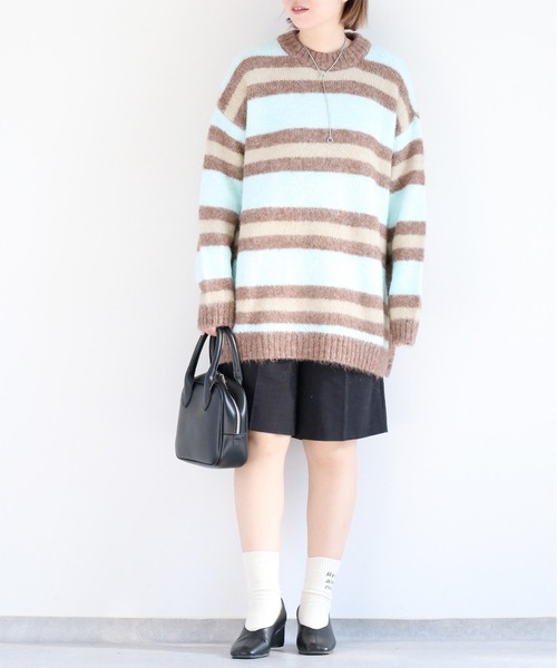 cepo(セポ)の「ミックスカラーボーダーニットチュニック(チュニック・レディース・オフホワイト/サックスブルー/ブラウン・M)」の14枚目の写真