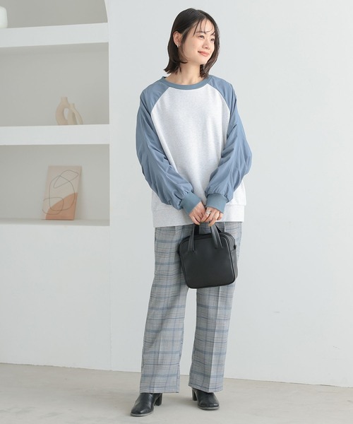 n'OrLABEL（ノアールレーベル）の「袖ギャザー異素材ラグラン裏毛スウェット（スウェット・レディース・モカ/ブルー/ブラック・FREE）」の9枚目の写真