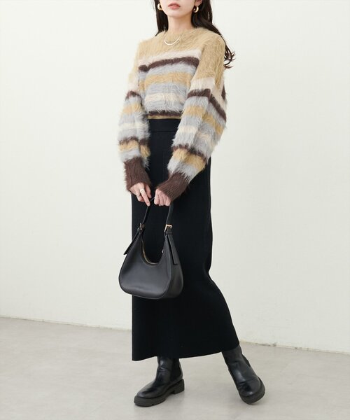 natural couture(ナチュラルクチュール)の「ロングフェザークルーネックニットプルオーバー(ニット/セーター・レディース・その他1/その他2/ブラウン/アイボリー・FREE)」の11枚目の写真