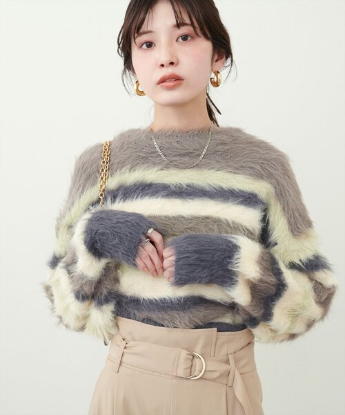 natural couture(ナチュラルクチュール)の「ロングフェザークルーネックニットプルオーバー(ニット/セーター・レディース・その他1/その他2/ブラウン/アイボリー・FREE)」の15枚目の写真