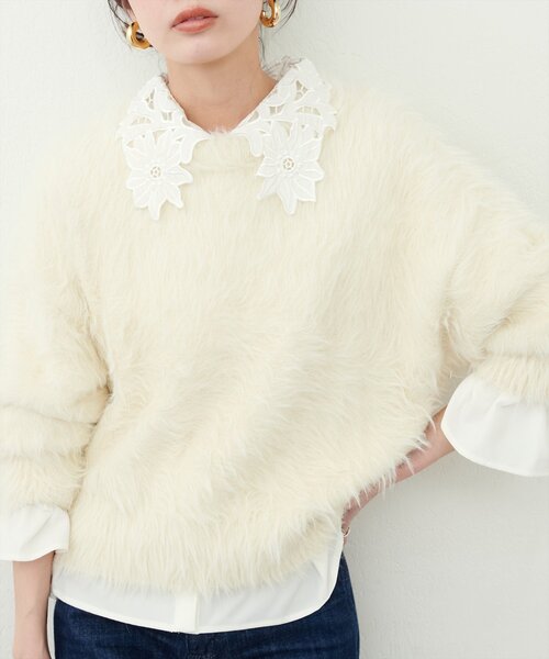 natural couture(ナチュラルクチュール)の「ロングフェザークルーネックニットプルオーバー(ニット/セーター・レディース・その他1/その他2/ブラウン/アイボリー・FREE)」の18枚目の写真