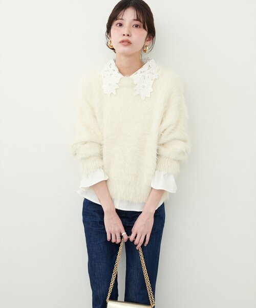 natural couture(ナチュラルクチュール)の「ロングフェザークルーネックニットプルオーバー(ニット/セーター・レディース・その他1/その他2/ブラウン/アイボリー・FREE)」の20枚目の写真