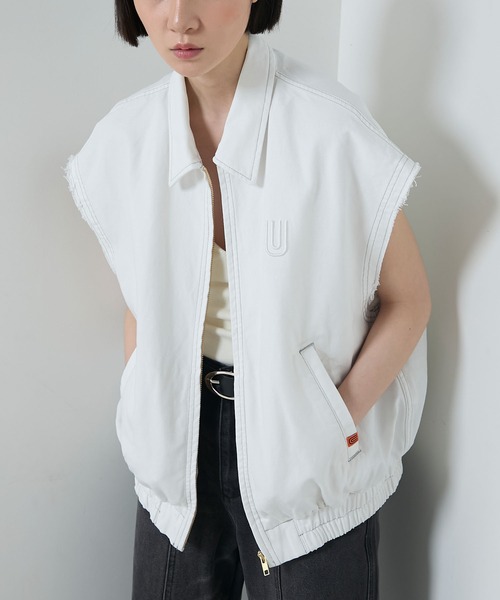 セール】【UNIVERSAL OVERALL】Zip vest jacket / ユニバーサル