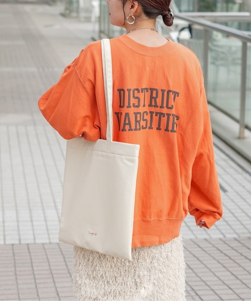 Ungrid(アングリッド)の「【Ungrid/アングリッド】 WEB限定 A4サイズ対応 薄マチ ラム調 ロゴ刺繍 フラットトートバッグ(トートバッグ・レディース・オレンジ/ブラック/アイボリー/ブルー/シルバー・FREE)」の2枚目の写真
