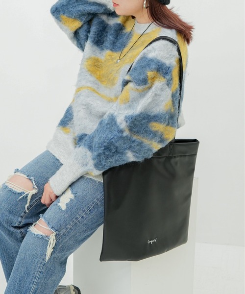 Ungrid(アングリッド)の「【Ungrid/アングリッド】 WEB限定 A4サイズ対応 薄マチ ラム調 ロゴ刺繍 フラットトートバッグ(トートバッグ・レディース・オレンジ/ブラック/アイボリー/ブルー/シルバー・FREE)」の9枚目の写真