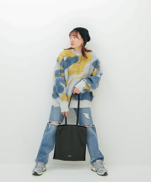 Ungrid(アングリッド)の「【Ungrid/アングリッド】 WEB限定 A4サイズ対応 薄マチ ラム調 ロゴ刺繍 フラットトートバッグ(トートバッグ・レディース・オレンジ/ブラック/アイボリー/ブルー/シルバー・FREE)」の8枚目の写真