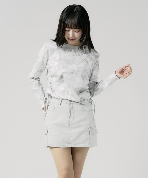 Chick（チック）の「SIDE Shirring Cut Sew / サイド シャーリング カットソー（Tシャツ/カットソー・レディース・ブラウン/ホワイト/ブラック/ナチュラル・FREE）」の2枚目の写真