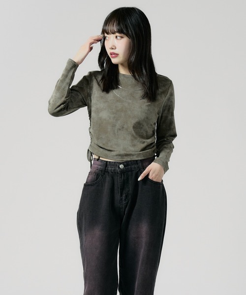 Chick（チック）の「SIDE Shirring Cut Sew / サイド シャーリング カットソー（Tシャツ/カットソー・レディース・ブラウン/ホワイト/ブラック/ナチュラル・FREE）」の17枚目の写真