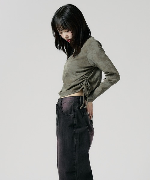 Chick（チック）の「SIDE Shirring Cut Sew / サイド シャーリング カットソー（Tシャツ/カットソー・レディース・ブラウン/ホワイト/ブラック/ナチュラル・FREE）」の18枚目の写真
