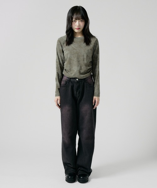 Chick（チック）の「SIDE Shirring Cut Sew / サイド シャーリング カットソー（Tシャツ/カットソー・レディース・ブラウン/ホワイト/ブラック/ナチュラル・FREE）」の21枚目の写真