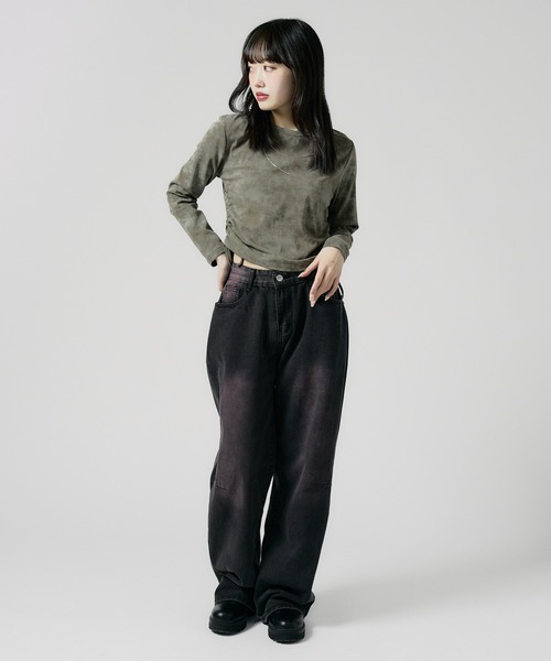 Chick（チック）の「SIDE Shirring Cut Sew / サイド シャーリング カットソー（Tシャツ/カットソー・レディース・ブラウン/ホワイト/ブラック/ナチュラル・FREE）」の19枚目の写真