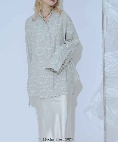 Ezick（エジック）の「【Ezick×MUCHA】ノーカラーシャツ（シャツ/ブラウス・レディース・オリーブ/ブルー・FREE）」の7枚目の写真