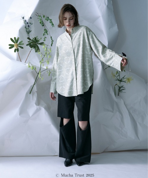 Ezick（エジック）の「【Ezick×MUCHA】ノーカラーシャツ（シャツ/ブラウス・レディース・オリーブ/ブルー・FREE）」の15枚目の写真