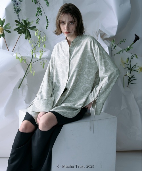 Ezick（エジック）の「【Ezick×MUCHA】ノーカラーシャツ（シャツ/ブラウス・レディース・オリーブ/ブルー・FREE）」の9枚目の写真