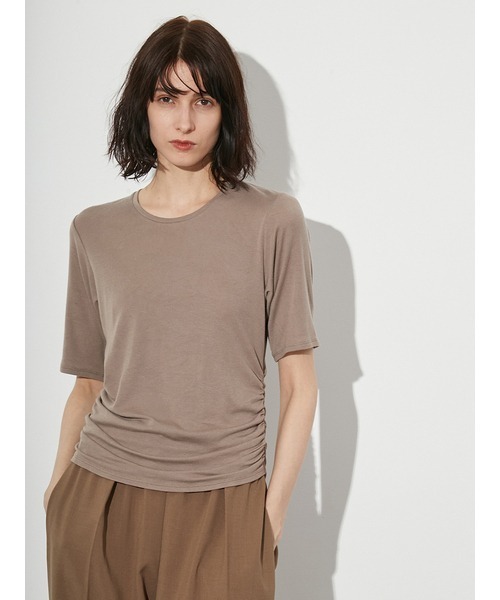 styling/（スタイリング）の「ギャザーカットトップス（Tシャツ/カットソー・レディース・ホワイト/イエロー/ブラウン・FREE）」の4枚目の写真