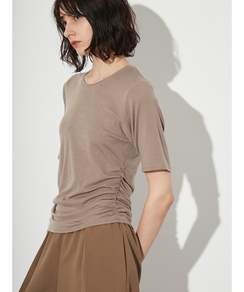 styling/（スタイリング）の「ギャザーカットトップス（Tシャツ/カットソー・レディース・ホワイト/イエロー/ブラウン・FREE）」の5枚目の写真