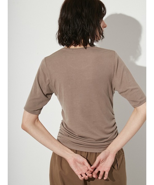 styling/（スタイリング）の「ギャザーカットトップス（Tシャツ/カットソー・レディース・ホワイト/イエロー/ブラウン・FREE）」の6枚目の写真