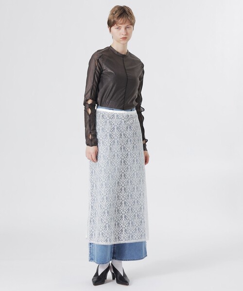 LOVELESS(ラブレス)の「レースラップスカート(スカート・レディース・オフホワイト/ブラック・36)」の7枚目の写真