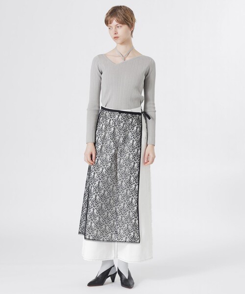 LOVELESS(ラブレス)の「レースラップスカート(スカート・レディース・オフホワイト/ブラック・36)」の9枚目の写真