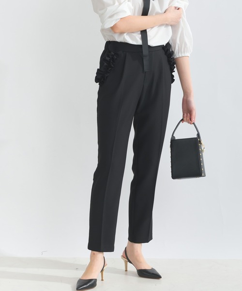 PICCIN（ピッチン）の「ポケットフリルセンタープレスパンツ 【高身長さん向け】（スラックス・レディース・ブラック/オフホワイト・M/S）」の14枚目の写真