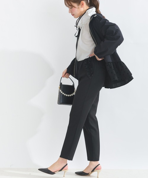 PICCIN（ピッチン）の「ポケットフリルセンタープレスパンツ 【高身長さん向け】（スラックス・レディース・ブラック/オフホワイト・M/S）」の19枚目の写真