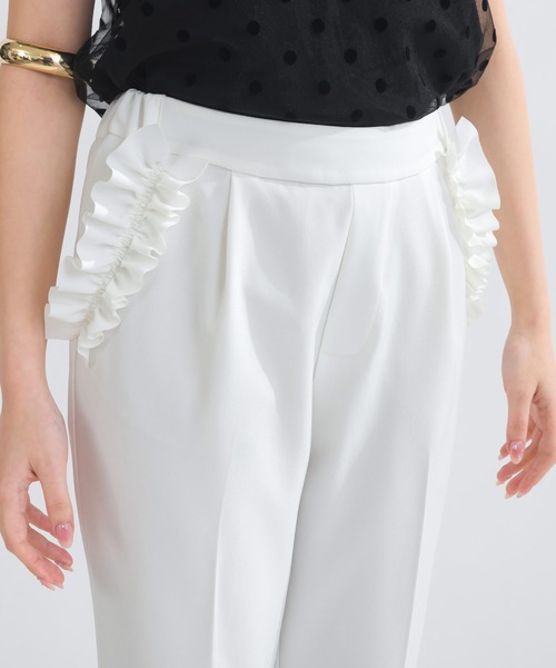 PICCIN（ピッチン）の「ポケットフリルセンタープレスパンツ 【高身長さん向け】（スラックス・レディース・ブラック/オフホワイト・M/S）」の20枚目の写真