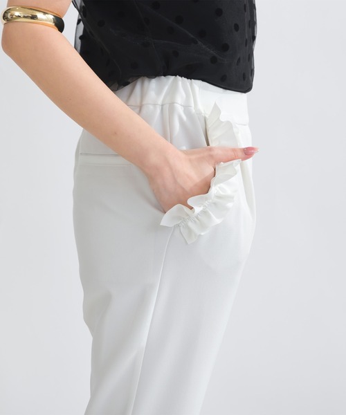 PICCIN（ピッチン）の「ポケットフリルセンタープレスパンツ 【高身長さん向け】（スラックス・レディース・ブラック/オフホワイト・M/S）」の21枚目の写真