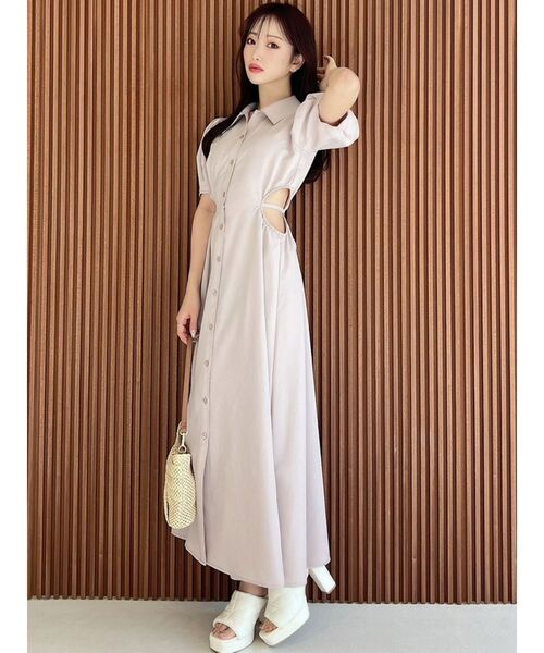 RESEXXY（リゼクシー）の「ウエストオープンシャツワンピース（ワンピース・レディース・ピンク/その他1/チャコールグレー・FREE）」の8枚目の写真