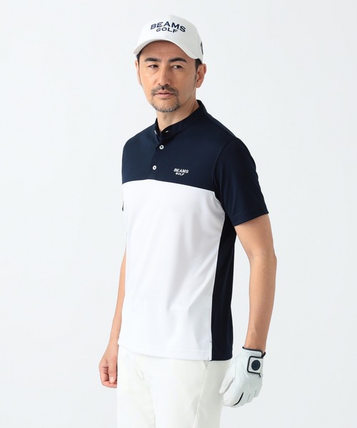 【未使用】BEAMS GOLF ポロシャツ（ホワイト×ネイビー定価17,600円 未使用】BEAMS GOLF ポロシャツ（ホワイト×ネイビー定価17,