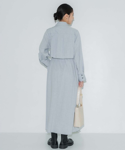 PUBLIC TOKYO（パブリックトウキョウ）の「【完売間近】スイッチポケットシャツワンピ（シャツワンピース・レディース・ネイビー/ライトグレー・1/2）」の12枚目の写真