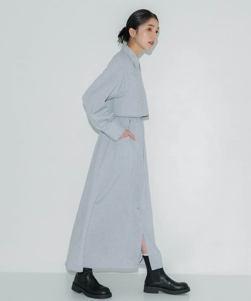 PUBLIC TOKYO（パブリックトウキョウ）の「【完売間近】スイッチポケットシャツワンピ（シャツワンピース・レディース・ネイビー/ライトグレー・1/2）」の11枚目の写真