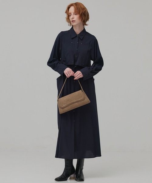 PUBLIC TOKYO（パブリックトウキョウ）の「【完売間近】スイッチポケットシャツワンピ（シャツワンピース・レディース・ネイビー/ライトグレー・1/2）」の15枚目の写真