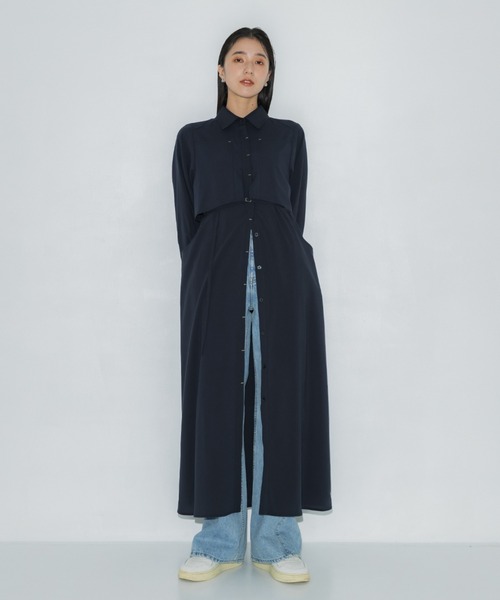 PUBLIC TOKYO（パブリックトウキョウ）の「【完売間近】スイッチポケットシャツワンピ（シャツワンピース・レディース・ネイビー/ライトグレー・1/2）」の19枚目の写真