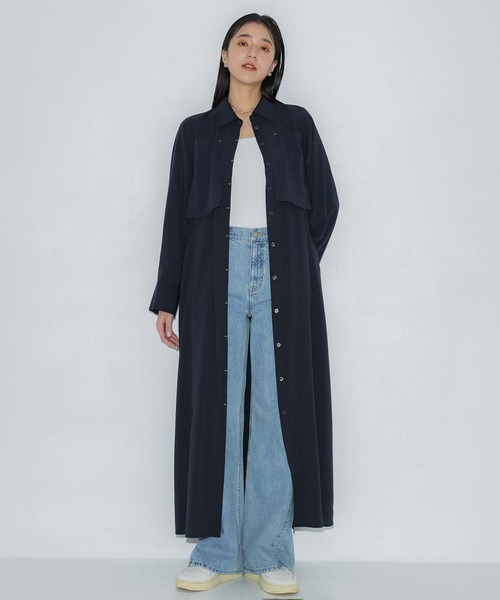 PUBLIC TOKYO（パブリックトウキョウ）の「【完売間近】スイッチポケットシャツワンピ（シャツワンピース・レディース・ネイビー/ライトグレー・1/2）」の15枚目の写真