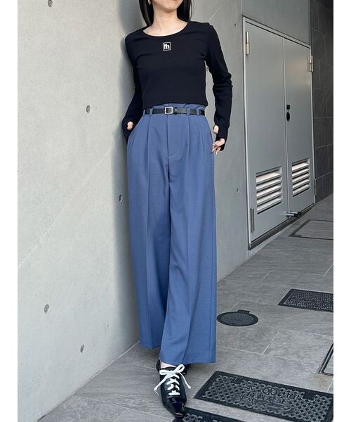 セール】フェイクレザーベルトハイウエストパンツ（その他パンツ