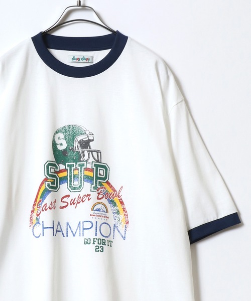 ANPAS（アンパス）の「Graphic Print Raglan Sleeve＆Ringer Tee/グラフィックプリント ラグランスリーブ リンガー Tシャツ 半袖 メンズ レディース（Tシャツ/カットソー・メンズ・レッド/レッド系その他/レッド系その他3/ブラック系その他4/ブラック系1/ネイビー/ブルー系その他/ブラック系/ブルー系/ブルー系1/ブラック/ブラック系その他2/ブルー系その他2/ホワイト系/レッド系/ホワイト系1/レッド系1/ホワイト系2/レッド系2/レッド系3/ブラック系その他/レッド系その他2/ブラック系その他3/ホワイト系3・L/XL/M）」の16枚目の写真