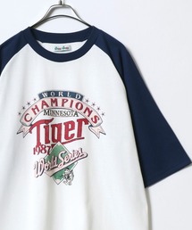 Graphic Print Raglan Sleeve＆Ringer Tee/グラフィックプリント ラグランスリーブ リンガー Tシャツ 半袖 メンズ レディース
