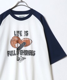 猫背のネイビーセゾン ラグラン Tシャツ ラグランTシャツ」に該当するブルー・ネイビー/青色系のメンズ