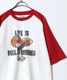 白赤ラグランスリーブカットソー　2点セット ラグランTシャツ」に該当するレッド/赤色系のファッション通販