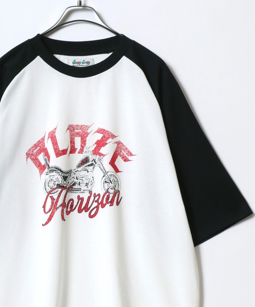 ANPAS（アンパス）の「Graphic Print Raglan Sleeve＆Ringer Tee/グラフィックプリント ラグランスリーブ リンガー Tシャツ 半袖 メンズ レディース（Tシャツ/カットソー・メンズ・レッド/レッド系その他/レッド系その他3/ブラック系その他4/ブラック系1/ネイビー/ブルー系その他/ブラック系/ブルー系/ブルー系1/ブラック/ブラック系その他2/ブルー系その他2/ホワイト系/レッド系/ホワイト系1/レッド系1/ホワイト系2/レッド系2/レッド系3/ブラック系その他/レッド系その他2/ブラック系その他3/ホワイト系3・L/XL/M）」の8枚目の写真