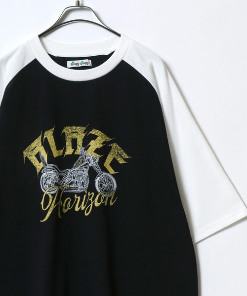 ANPAS（アンパス）の「Graphic Print Raglan Sleeve＆Ringer Tee/グラフィックプリント ラグランスリーブ リンガー Tシャツ 半袖 メンズ レディース（Tシャツ/カットソー・メンズ・レッド/レッド系その他/レッド系その他3/ブラック系その他4/ブラック系1/ネイビー/ブルー系その他/ブラック系/ブルー系/ブルー系1/ブラック/ブラック系その他2/ブルー系その他2/ホワイト系/レッド系/ホワイト系1/レッド系1/ホワイト系2/レッド系2/レッド系3/ブラック系その他/レッド系その他2/ブラック系その他3/ホワイト系3・L/XL/M）」の9枚目の写真